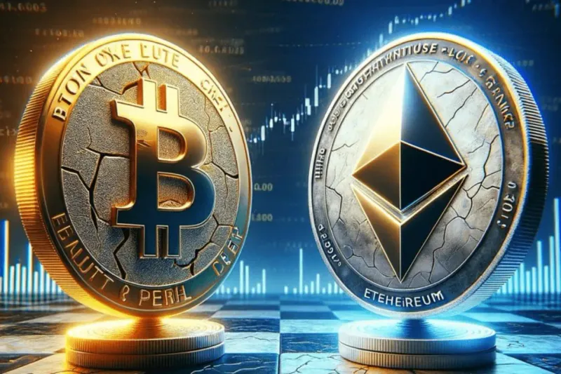 Biểu đồ so sánh giá Bitcoin và Ethereum trong 1 năm gần đây